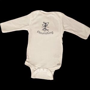 flourishing plant graphic baby long sleeve onesie snap button cotton white